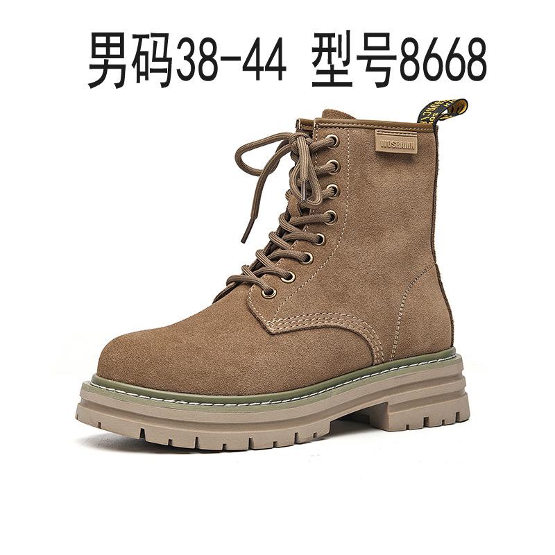 Tooling boots men's 2025 autumn and winter new rhubarb boots British style couple yellow velvet Martin boots 8117-R