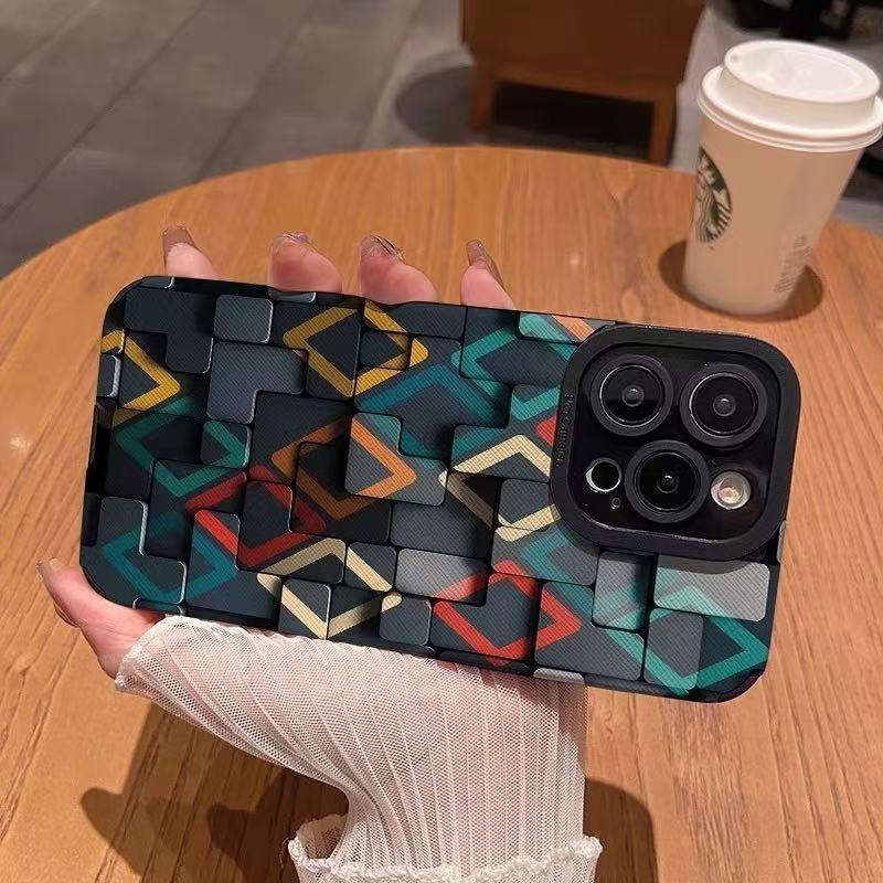 Vhodné pro pouzdro na telefon Samsung S24 pro muže S25 pro ženu A55 vizuální kreativní blok A32 ochranné pouzdro S23