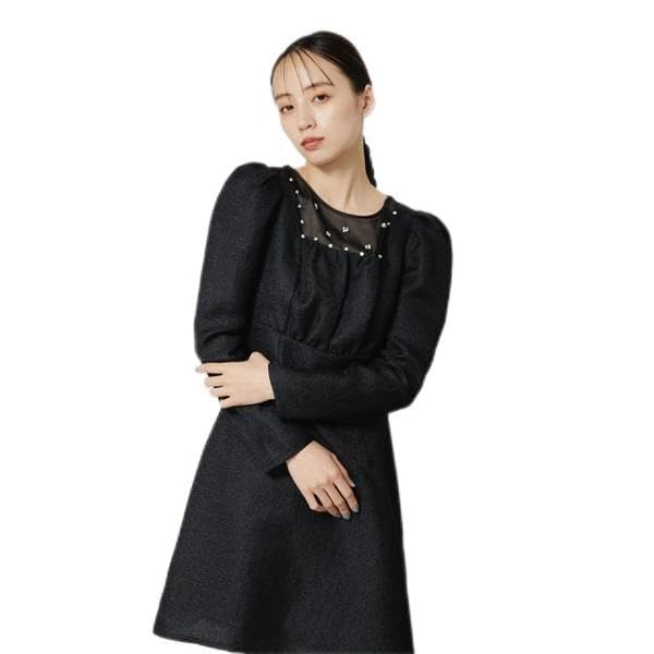Jill by Jill Stuart Casual Beaded Mini Black Dress, Dress, Women's,