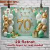 2D Neutral 70th Birthday Backdrop, Mint Green & Gold Balloon Decor Banner