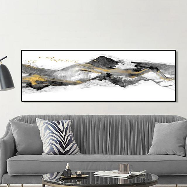 

Современные абстрактные золотисто-желтые картины маслом на холсте, постеры и принты, настенные художественные картины для гостиной, домашний декор, без рамки 30*60cm