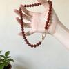 Elegant Crimson Beaded Necklace Double Toggle Clasp Strand Beaded Red Agate Necklace  Women Jewelry