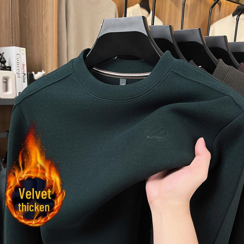 Men s Plus Velvet Thickened Round Neck Sweatshirt - Warm Winter Casual Wear L (120-135 jin)