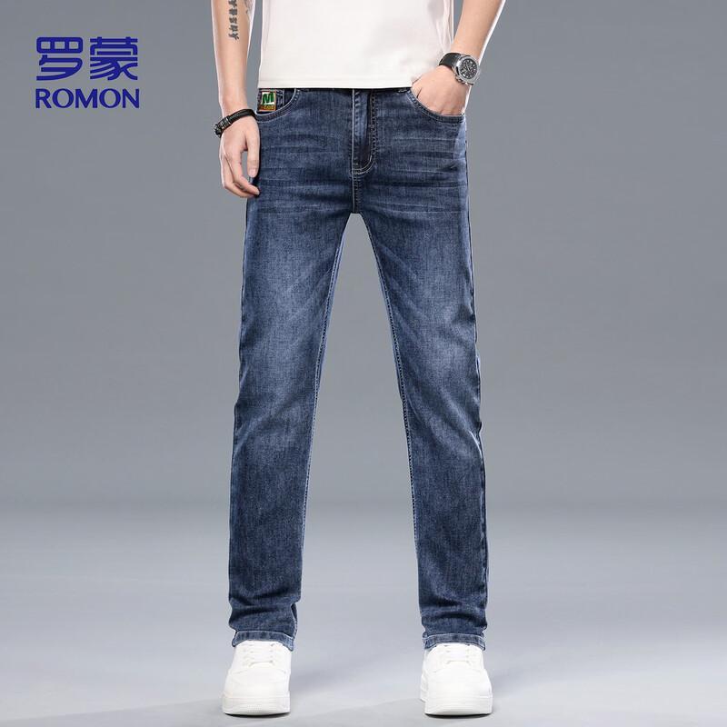 ROMON Men's 6602 Ice Silk Straight-Leg Jeans