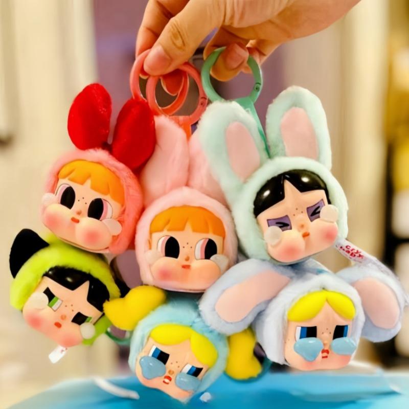 Crybaby Powerpuff Girl Series Plush Doll Keychain Bags Pendant Room Decoration Birthday Gift Mysterious Box Kid Toy