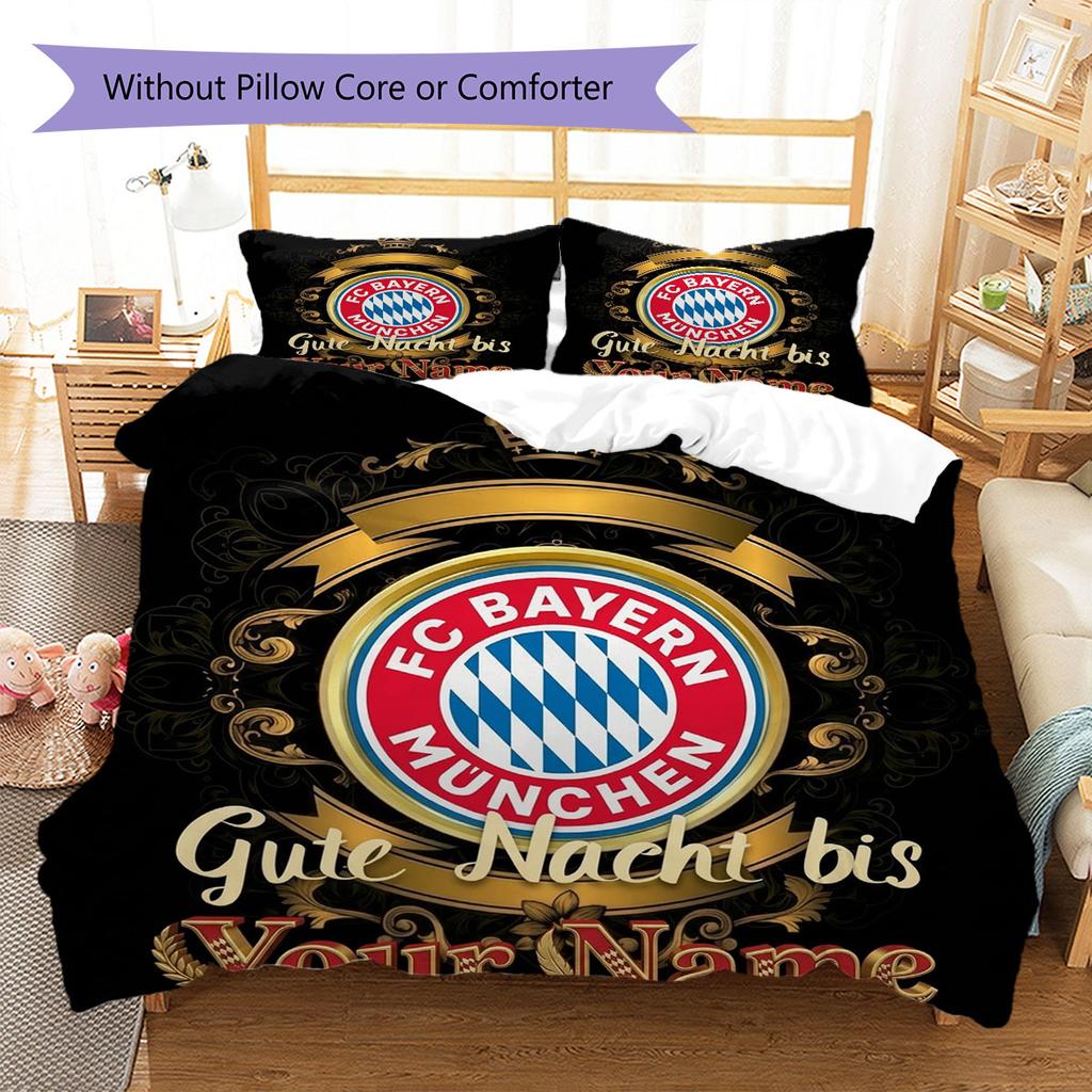 FC Bayern Munchen Custom Name Pattern Bedding,Quilt Set Quilt Cover Pillowcase Home Birthday Gift(1 * duvet cover + 2 * pillowcase, without core)