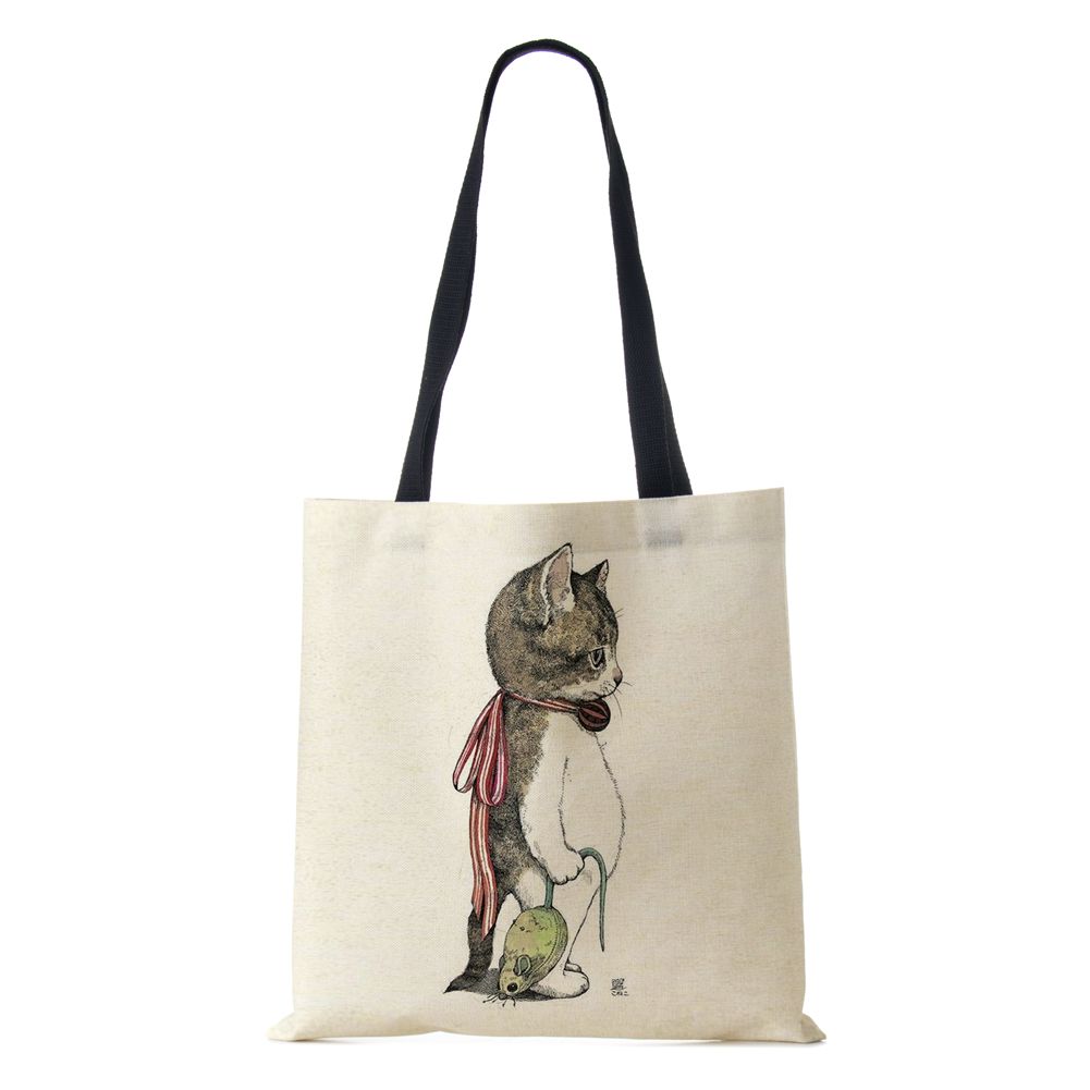 Women Canvas Shoulder Bag Shopper Bear Harajuku Casual Handbag Kawaii Eco Reused Large Capacity Travel  Tote Books Bag CLE