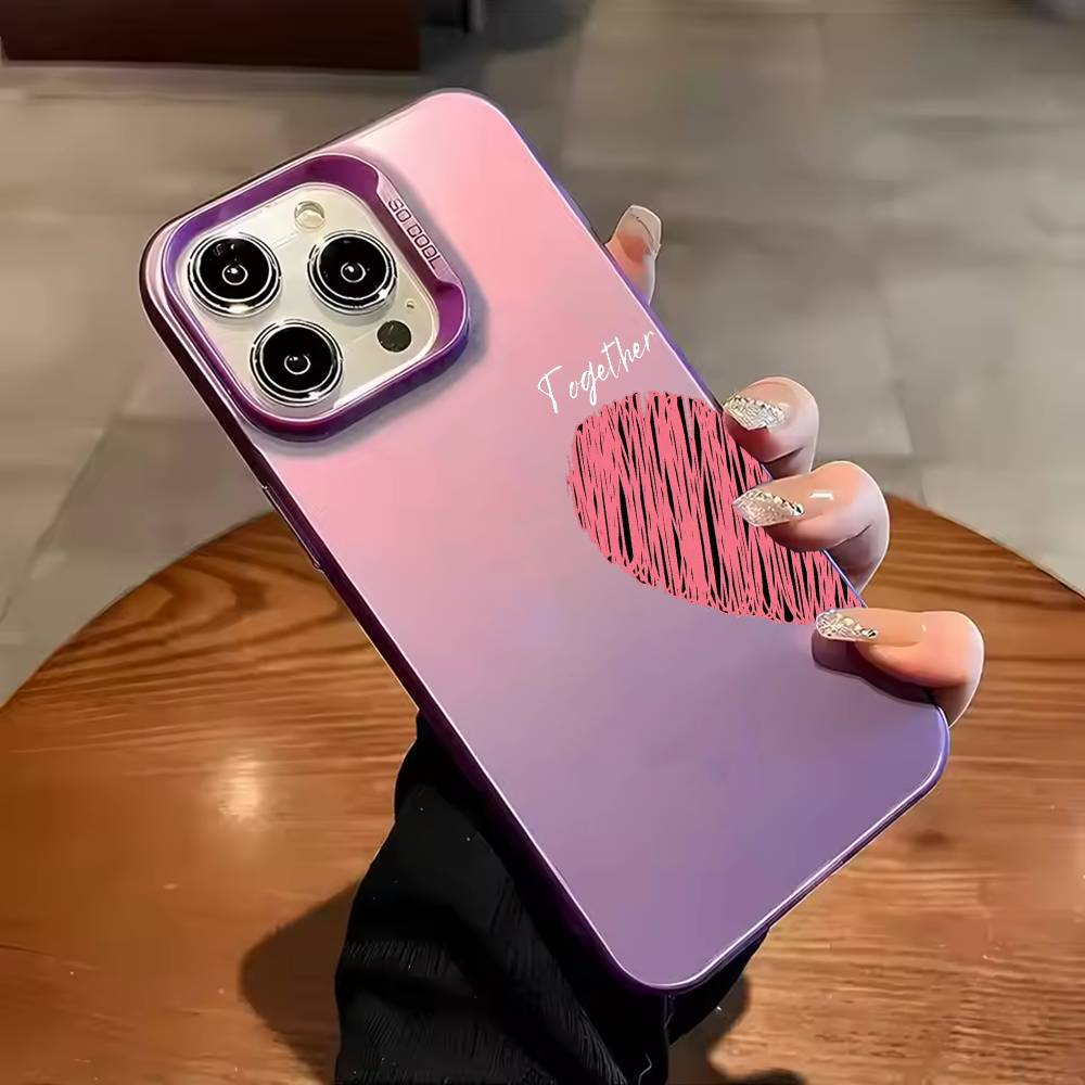 Red Love C-couple wallpaper Phone Case Color Silver Shell For IPhone 17 16 15 14 13 12 11 Pro Max Plus