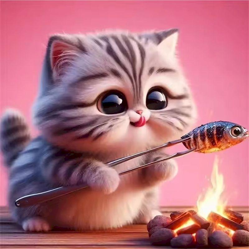 GATYZTORY DIY Cat Diamond Embroidery Animal Pattern For Adults Beginners Mosaic Flower Diamond Painting Holiday Gifts
