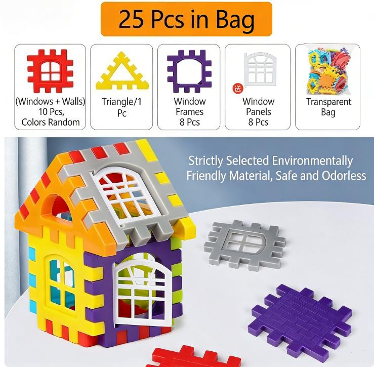 

Colorful Large House Building Blocks, Window Design Toys, Creative Large House Building Block Toys Halloween Christmas Gifts