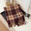 Korean version of the new plaid scarf women's autumn and winter atmosphere thickened warm retro imitation cashmere cold-proof scarf