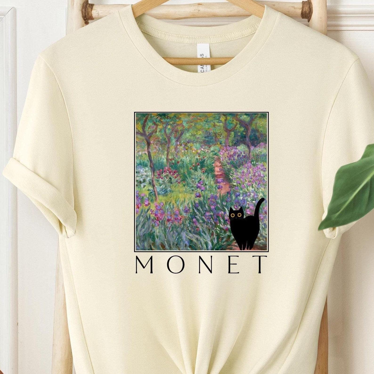 Monet Cat T-Shirt: The Artist s Garden in Giverny, Funny Cat Tee M