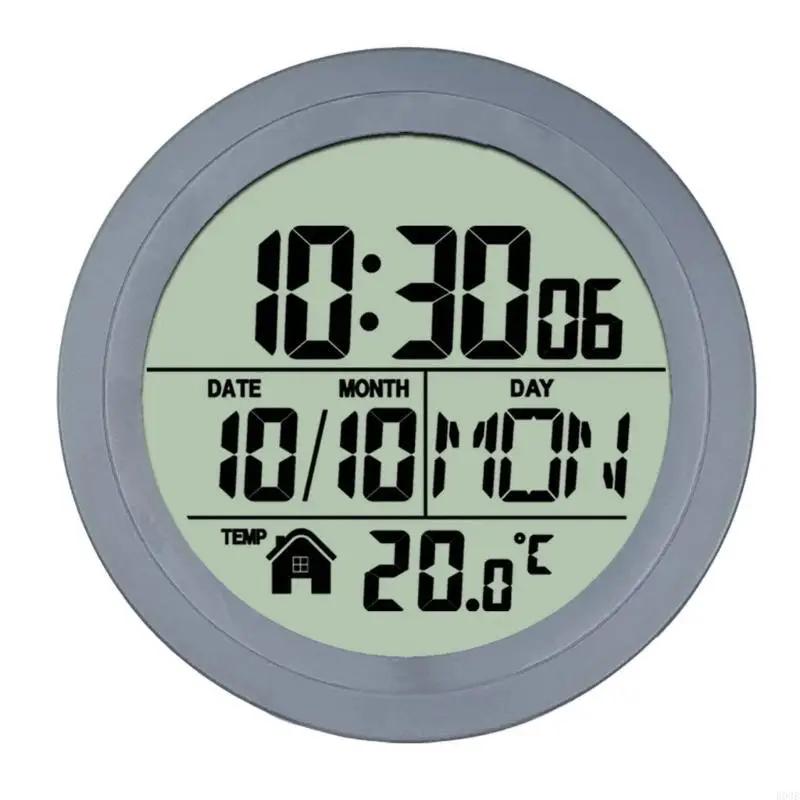 

Bathroom Clock Kitchen Wall Clock with LCD Screen Shower Clock with Suction Cup Flexible Choice for Hanging Or Standing B03E сірий колір