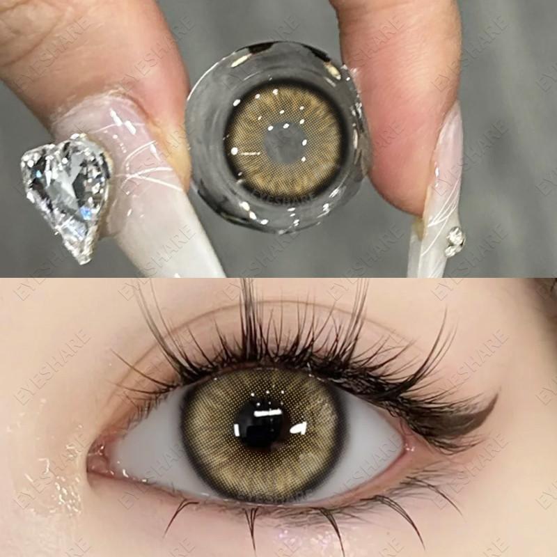 Eyeshare 2pcs Colored Contact Lens Seattle Series Natural Brown Eye Contacts for Daily Wear Yearly Cosmetics