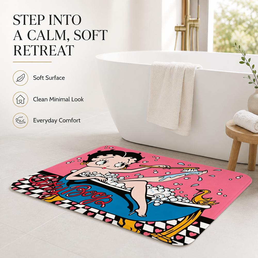 Vintage Cartoon B-Betty Boop Floor Mat Non-Slip Absorbent Floor Mat Decorative Rug for Home Bathroom Bedroom Entryway