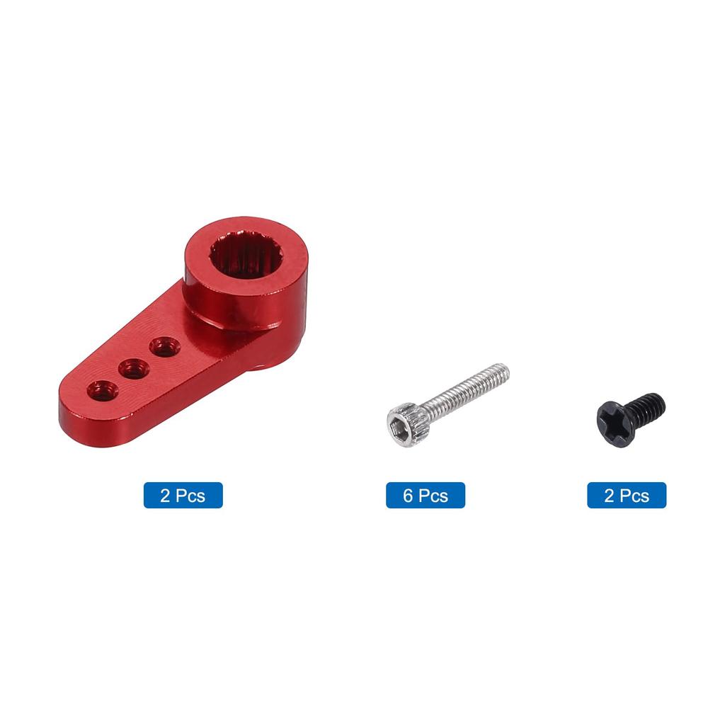 Uxcell 2pcs Aluminum Servo Horn 15T Servo Horn Steering Short Arm Red DIY RC Boat Model Accessory with Screws 17.5mm Car/Boat/Airplane