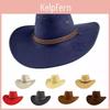 Pălărie de cowboy cu boruri largi, stil vintage, pentru bărbați și femei, în culori clasice și material moale din piele scamosată