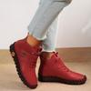 Winter Plush Women's Boots Oxford Handmade Sewing Soft Soled Sneakers Leather Ankle Boots for Women Warm Plush Cotton Shoes
