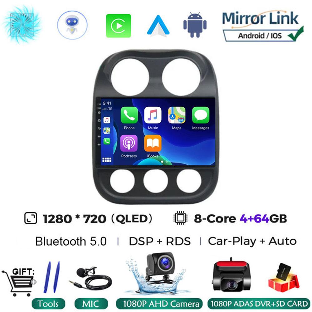 Android14 Car Radio For Jeep Compass Patriot 2010 - 2016 Autoradio Stereo 2 Din Player GPS Navigation Carplay DSP OBD CD Player