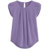 Women's Fashion Solid Color Short-sleeved Button Round Neck Casual Tops