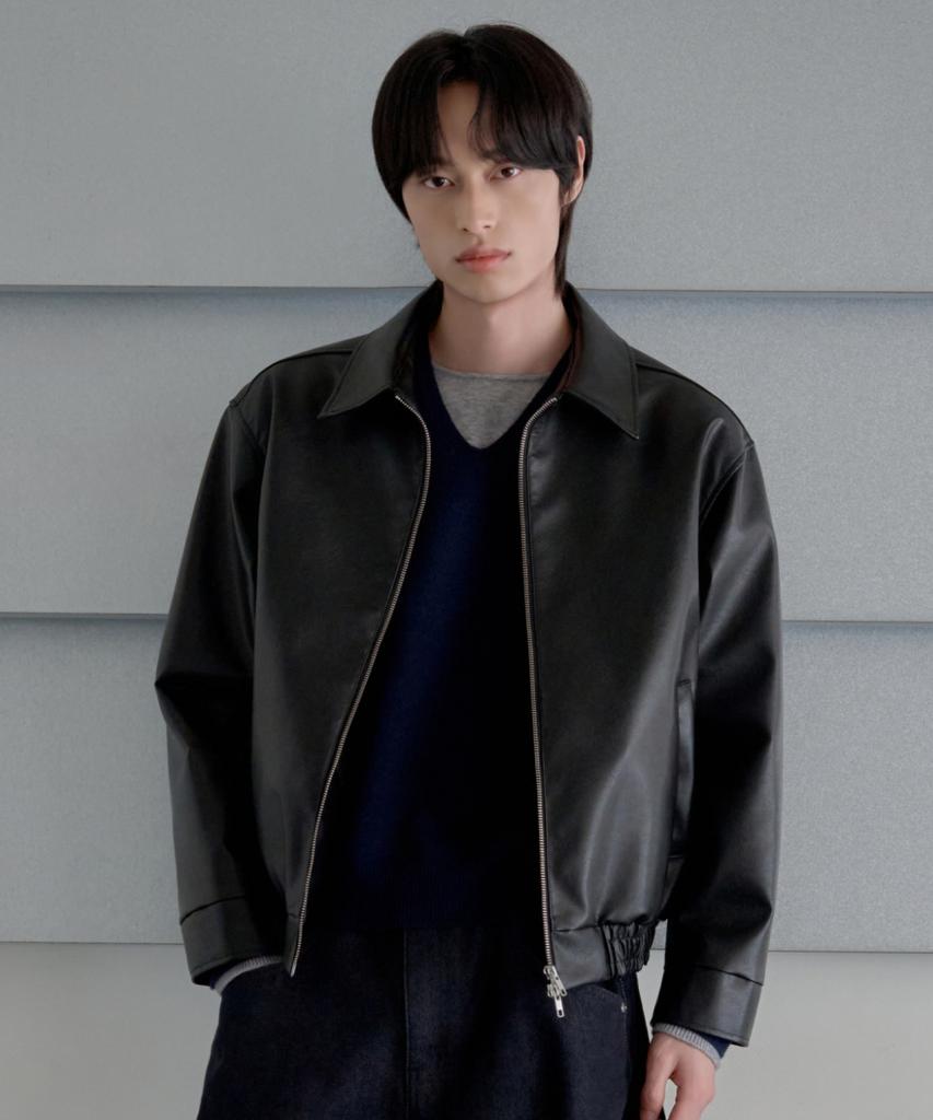 HYOJI 26 Fw Leather Minimal Blouson Crop Jacket (Black)