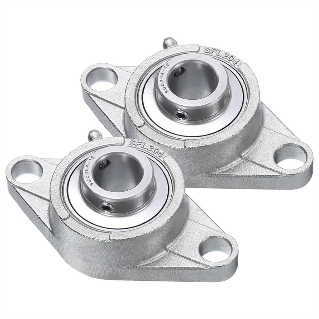 2025+ 2 Pcs SUCFL204-12 Pillow Block Bearings 3/4 Inch Bore Self Alignment, Solid Cast Iron Base Mounted Chrome Steel Bearings