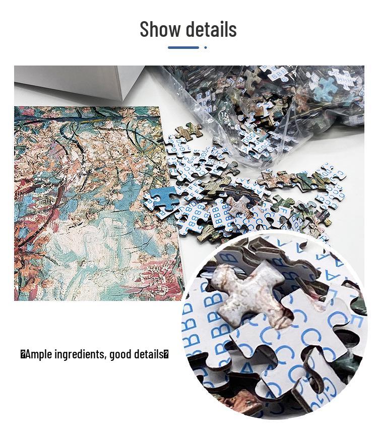 1,000-Piece High-Difficulty Jigsaw Puzzle for Adults - Stress Relief and Boredom Buster Featuring Famous Van Gogh Oil Paintings.