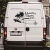 Caravan Camper Camper Adesivi per il corpo Albero di cocco Bussola Decalcomanie grafiche Nero