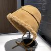 Fashion Fleece Strap Strap Plush Ear Cap Children's Autumn and Winter Windproof Cover Simple Versatile Bucket Cap