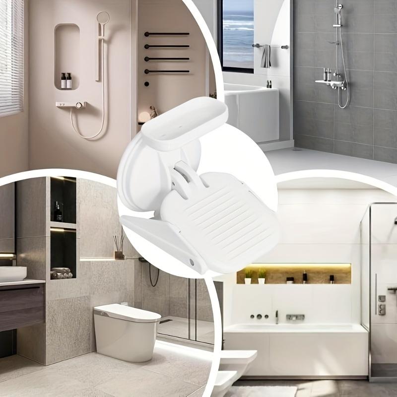 Strong Suction Cup Folding Shower Footstool Non-Slip Surface Space-Saving Installation for Bathroom Shower Bath Tub Pedicure Shaving Foot Rest Support