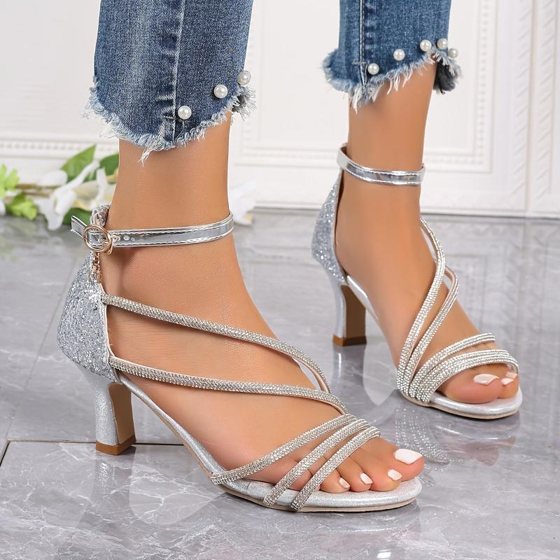 

Small sandals women s new summer thin heels with skirt rhinestones with temperament high heels 36