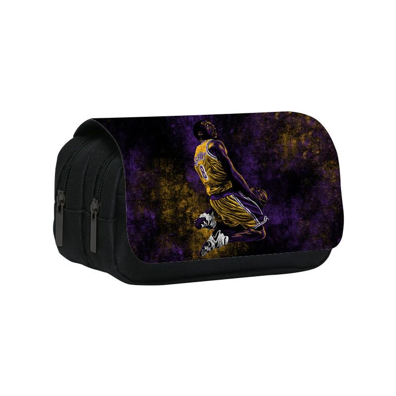 Kobe Bryant Double Layer Pencil Case With Nylon Material For Students And Nba Fans