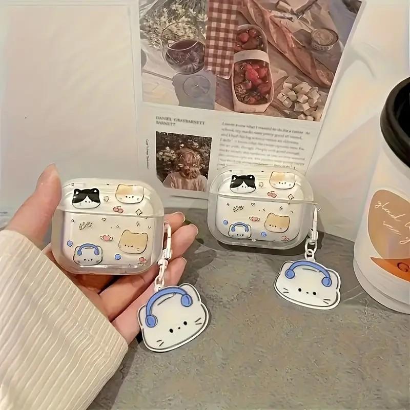 Ins Transparent Cute Kitten Suitable for AirPods1/1st Generation Protective Case Apple Pro/1 Wireless Bluetooth Headset Cover