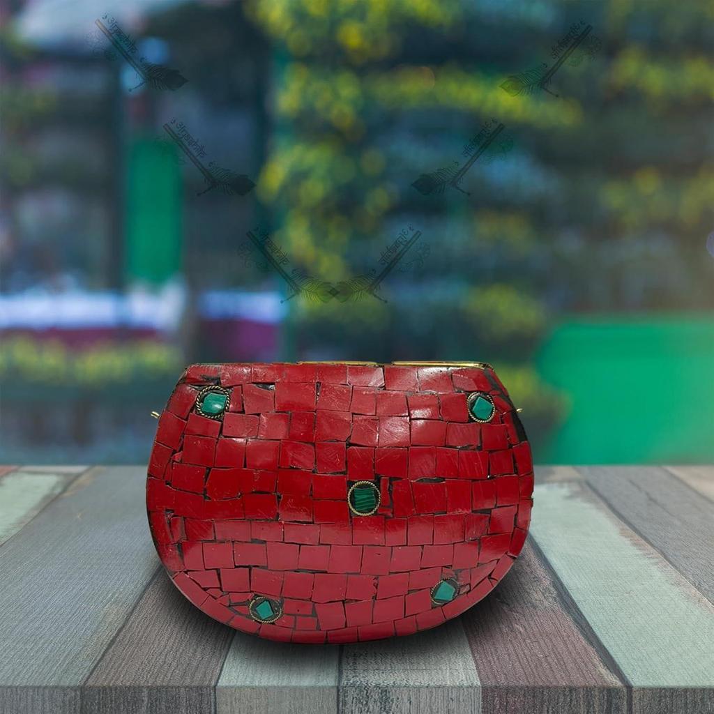 Bridal Women's Antique Brass Purse Ethnic Handmade Metal Clutch Bag