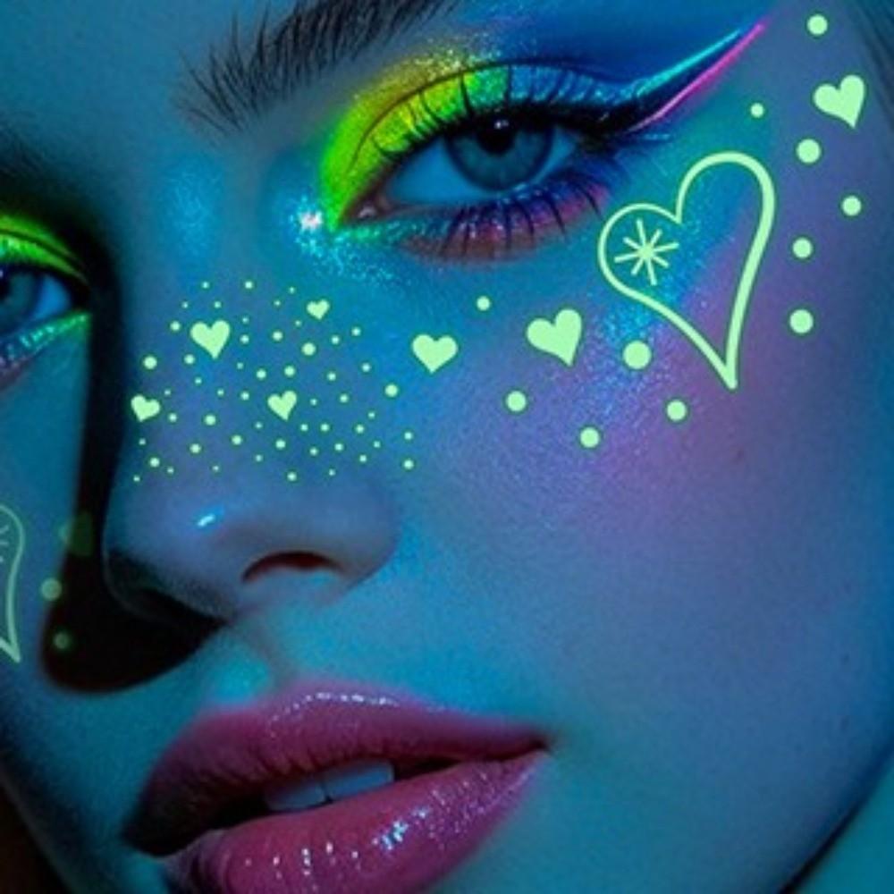 Sparkle Face Temporary Tattoo Star Heart Face Tattoo Sticker Luminous Freckle Tattoo Make Up