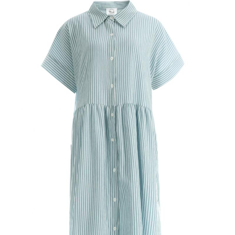 Shop   Women S Collar Neck Button Open Pocket Stripe Long dreSS Indie Pink Rc Wr