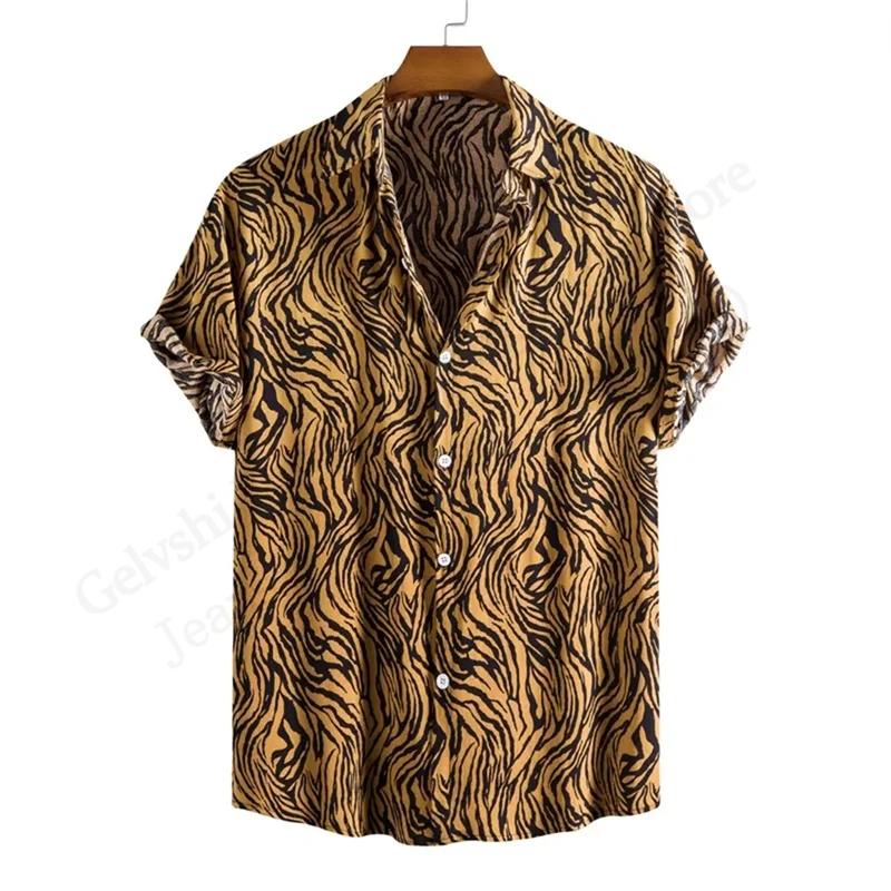 Summer Leopard Pattern 3D Print Men's Shirts Hawaii Short Sleeve Top Fashion Streetwear Casual Outdoor Men's and Women's Clothing Blouse