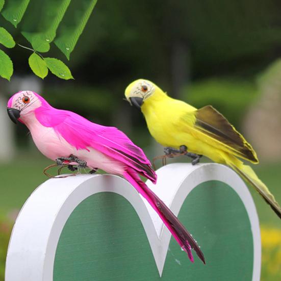 Simulation Papagei 3D eingebettete Augen echte Feder kreative künstliche Vogelfigur Garten Rasen Ornament für Schaufenster