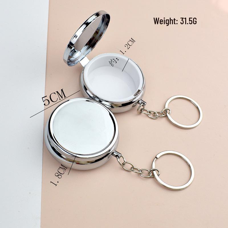 Portable Metal Pill Box Keychain - Compact Medicine & Jewelry Storage for Travel