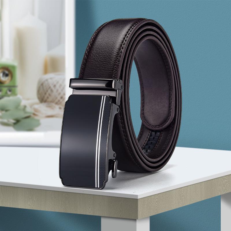 2025 Men s Fashion Genuine Leather Automatic Buckle Belt 110 cm