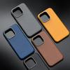 Premium Cowhide Texture Leather Phone Case For iPhone 16 Pro Max 16Plus 15 14 Pro Luxury Plating Buttons Business Slim Cover