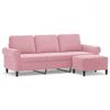 VidaXL 3-seater Sofa with Footrest Pink 180 Cm Velvet, Sofa, Sofa with Footrest, Three-seater Sofa, 3201218
