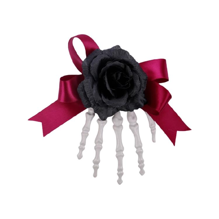 1pc Gothic Rose Skeleton Hair Clip Secure Side Clip Design Plastic Construction For Halloween Party Accessories