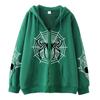 2023 Cross-border spider web zipper foreign trade sweater street tide spring and autumn hoodie American retro casual coat women
