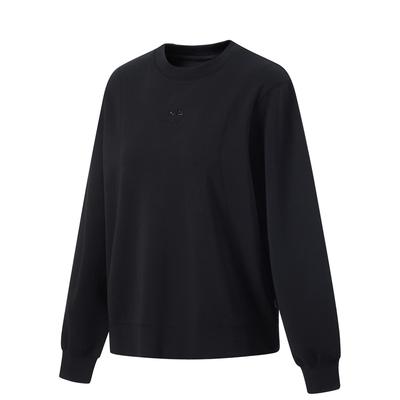 Li Ning Solid Color Round Neck Pullover Long Sleeve Sweatshirt Women Sweatshirt Black AWDU162-5