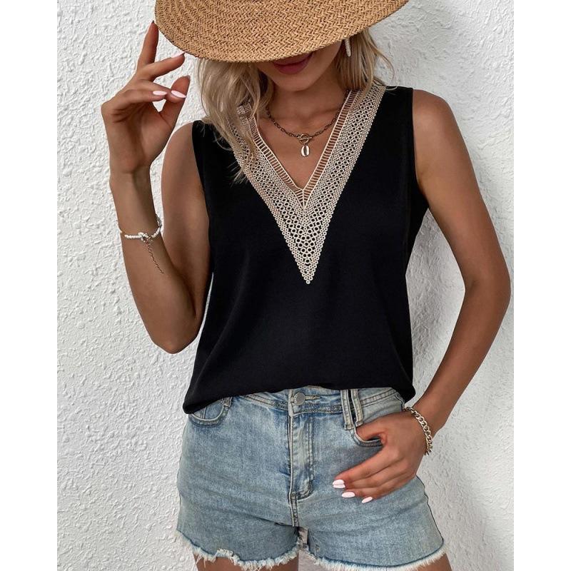 Summer Women's T-shirt Vest V-neck Sleeveless Simple Solid Color Undershirt Female Tops