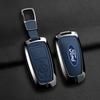 Metal Leather Car Smart Key Case Protect Shell For Ford Explorer Edge Escape Bronco F-150 Mustang Focus MK4 Kuga Taurus Sticker RM9