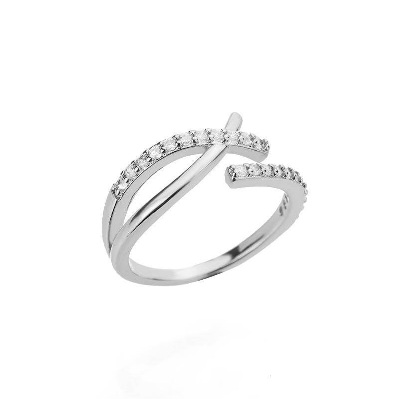 

Shiny Opening Zircon Double Cross Rings For Woman Gold Color Stainless Steel Ring Luxury Wedding Ring Jewelry Gift Bague