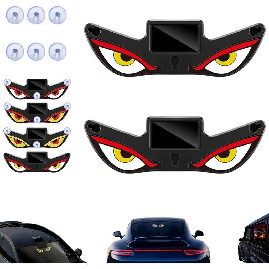 2pcs Solar Demon Eye LED Car Window Light, Wireless No Drill, Waterproof, Animated Devil LED Eyes Light for Car Windshield