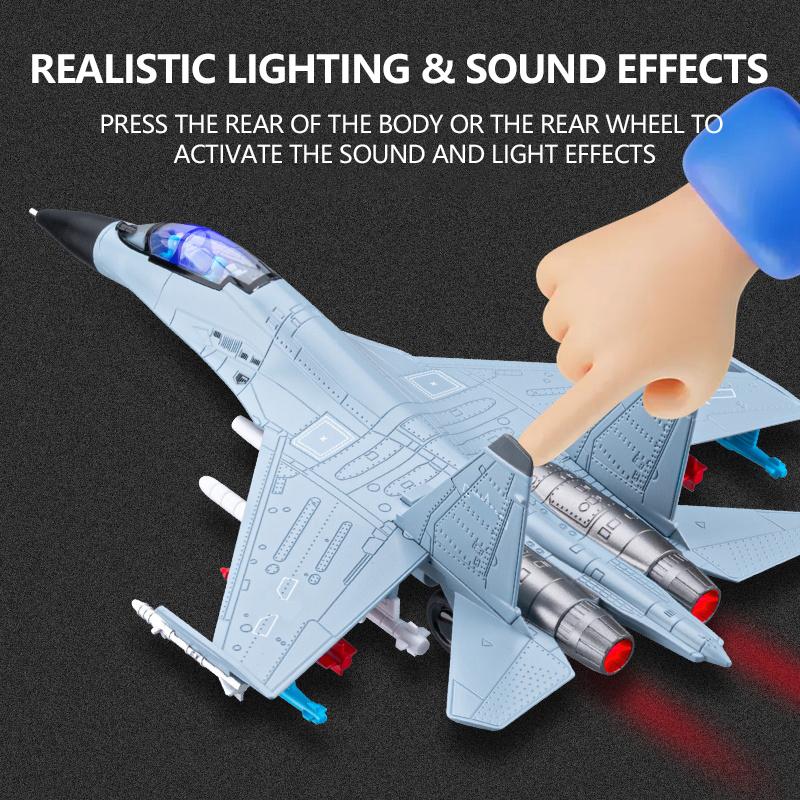Die-Cast Fighter Jet Toy for boys, Pull-Back Alloy Aircraft Model with Light  Sound, for Birthday and Christmas party gifts